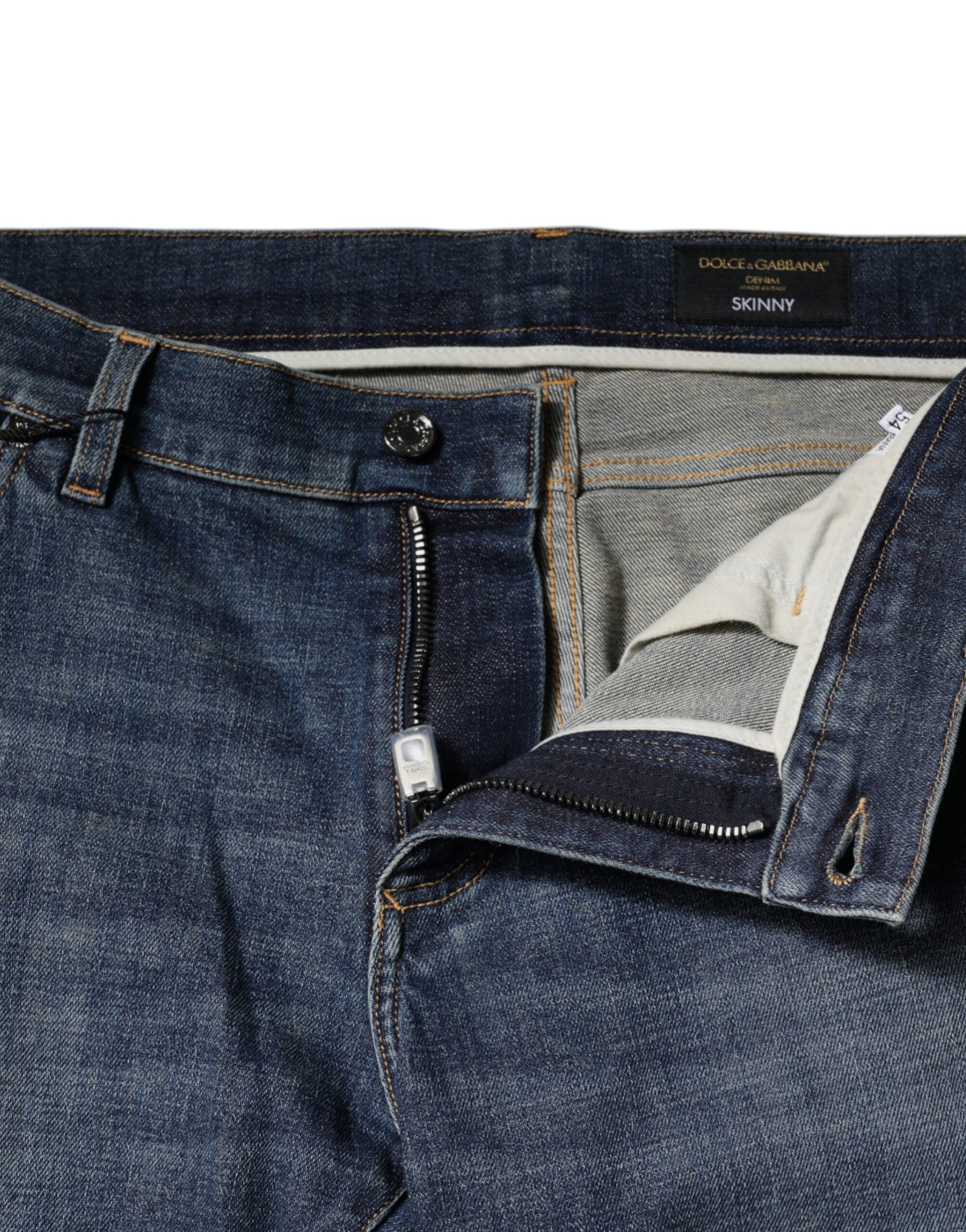 Dolce & Gabbana Blue Logo Plaque Cotton Skinny Denim Jeans Dolce & Gabbana
