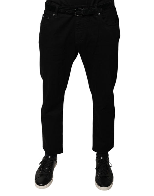 Dolce & Gabbana Black Cotton Stretch Logo Skinny Denim Jeans Dolce & Gabbana
