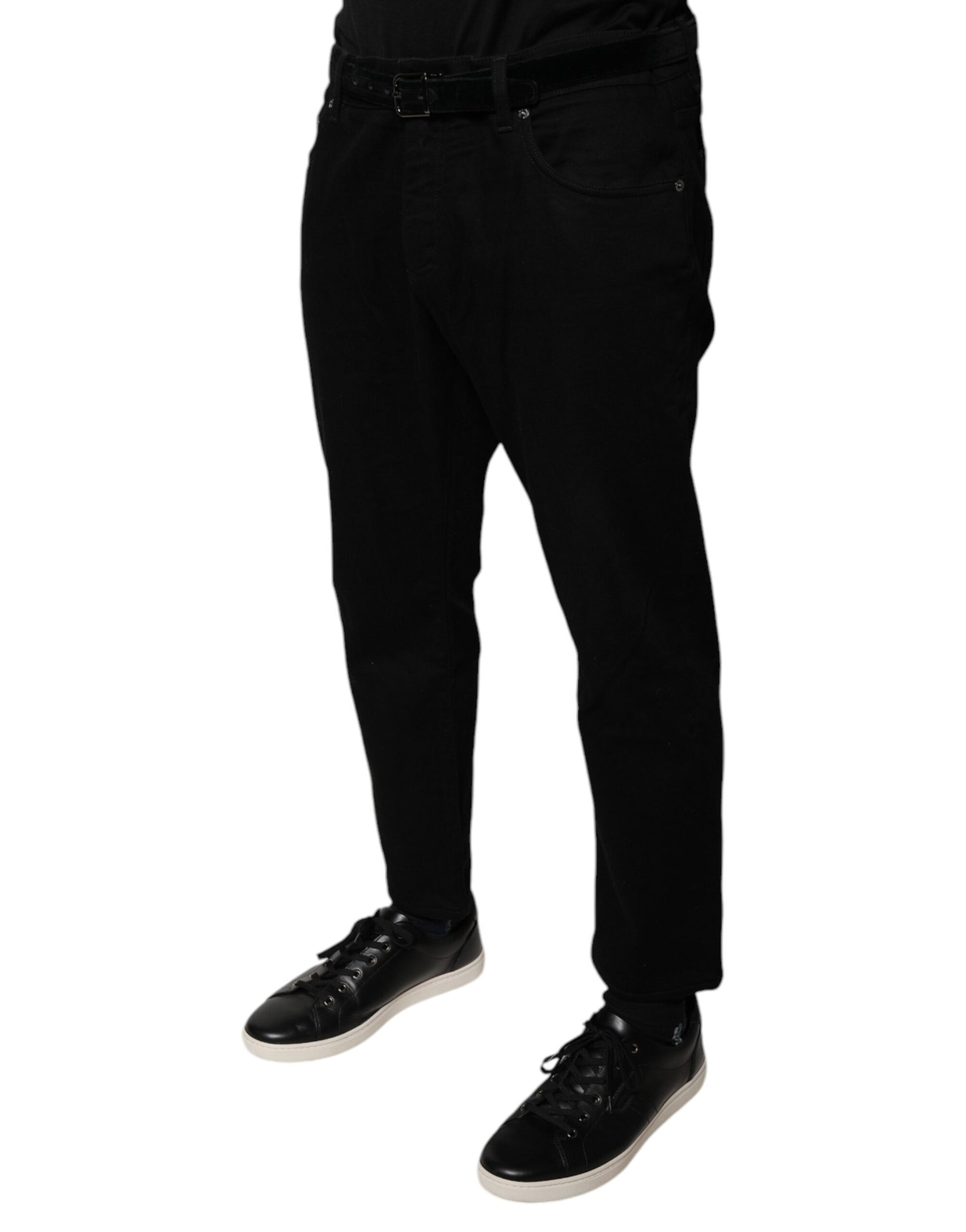 Dolce & Gabbana Black Cotton Stretch Logo Skinny Denim Jeans Dolce & Gabbana