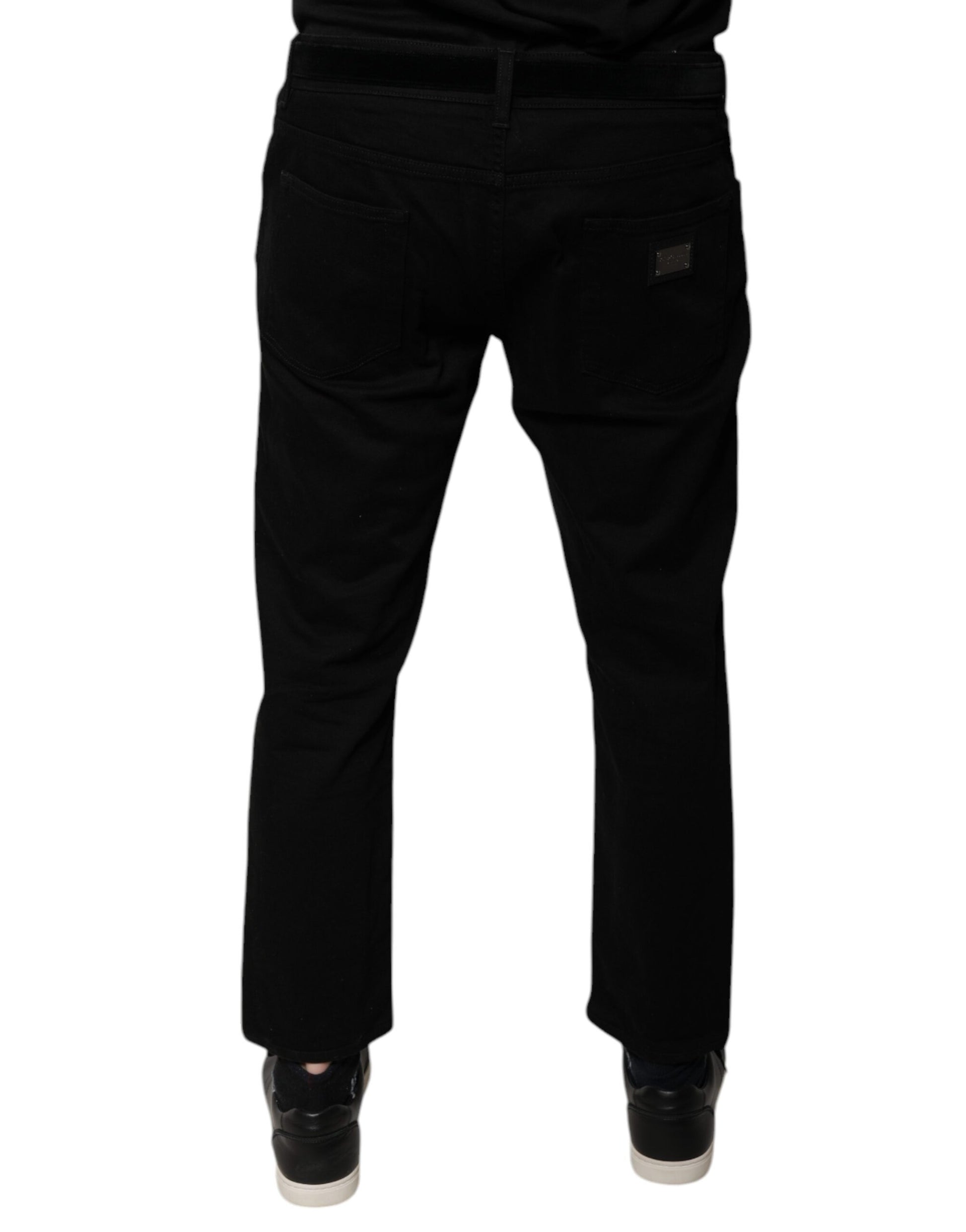 Dolce & Gabbana Black Cotton Stretch Logo Skinny Denim Jeans Dolce & Gabbana