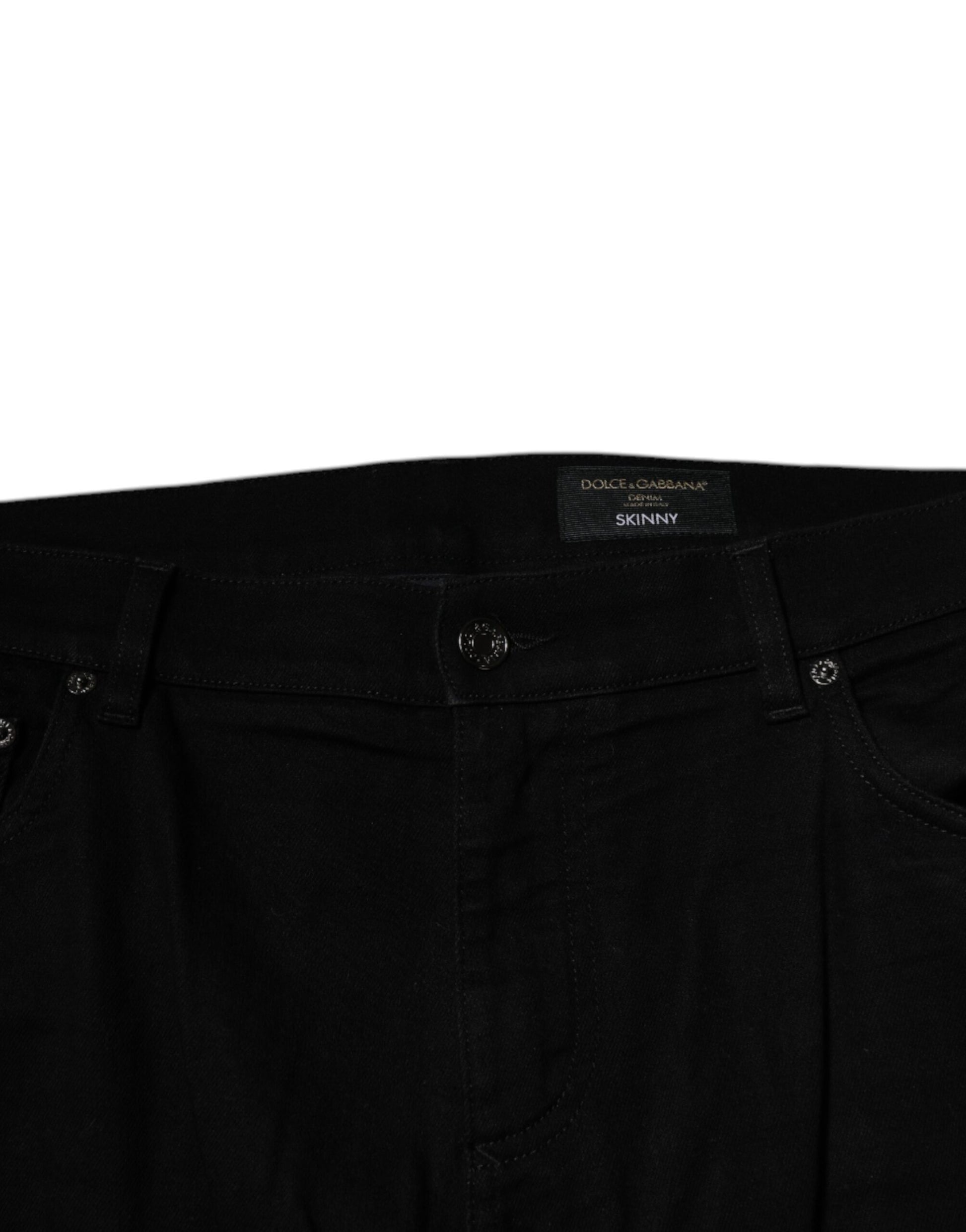 Dolce & Gabbana Black Cotton Stretch Logo Skinny Denim Jeans Dolce & Gabbana