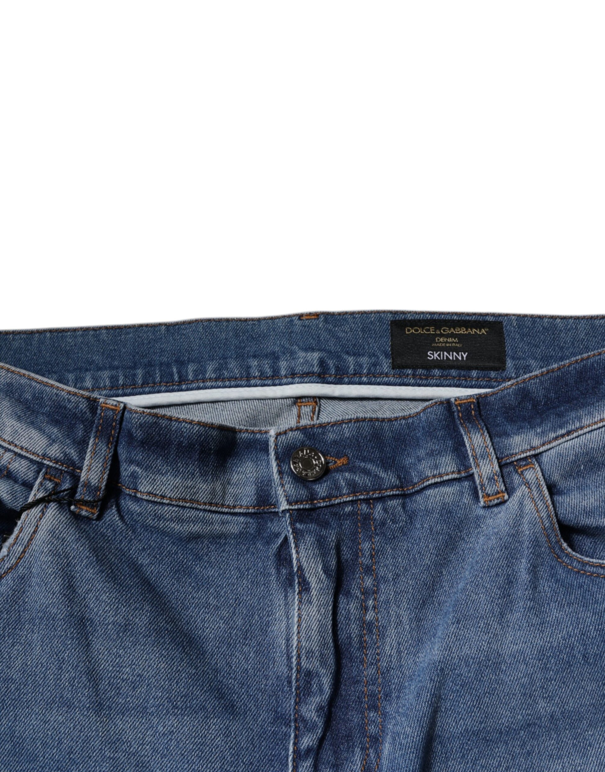 Dolce & Gabbana Light Blue Cotton Men Skinny Denim Jeans Dolce & Gabbana