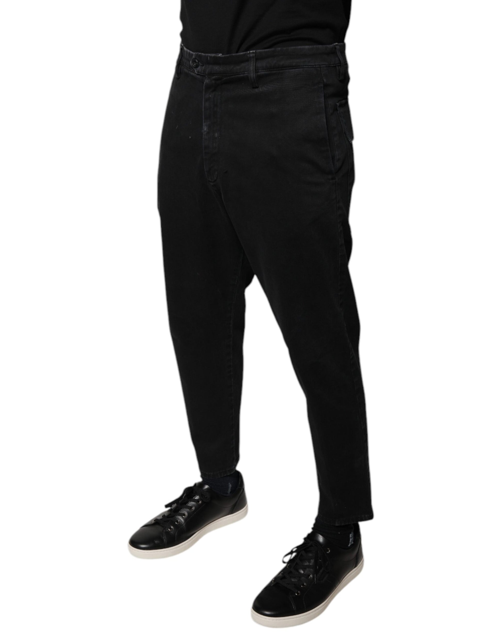 Dolce & Gabbana Black HOUSTON Men Cropped Denim Jeans Dolce & Gabbana