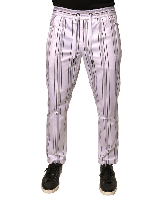 Dolce & Gabbana White Stripe Cotton Dress Skinny Pants Dolce & Gabbana
