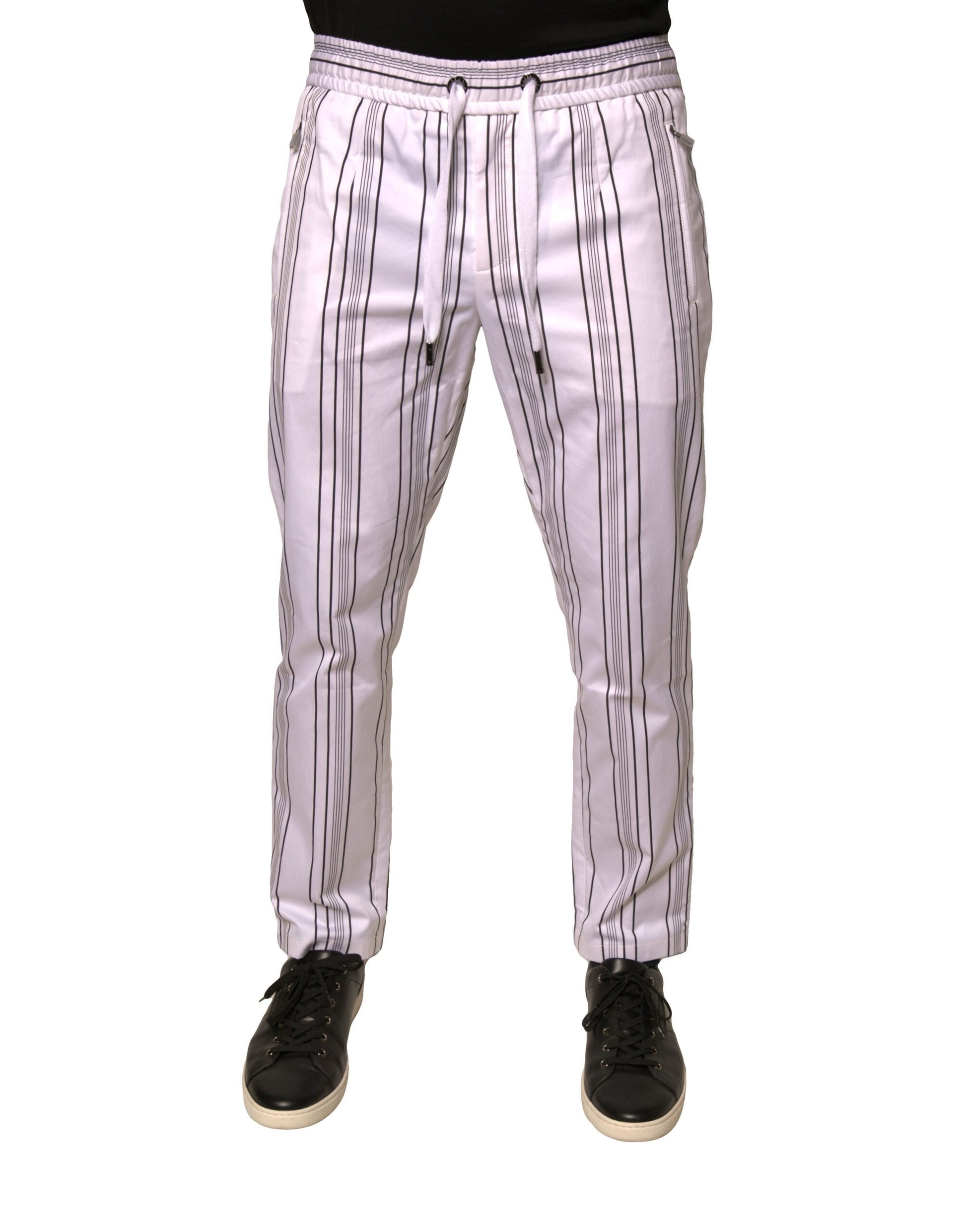 Dolce & Gabbana White Stripe Cotton Dress Skinny Pants Dolce & Gabbana