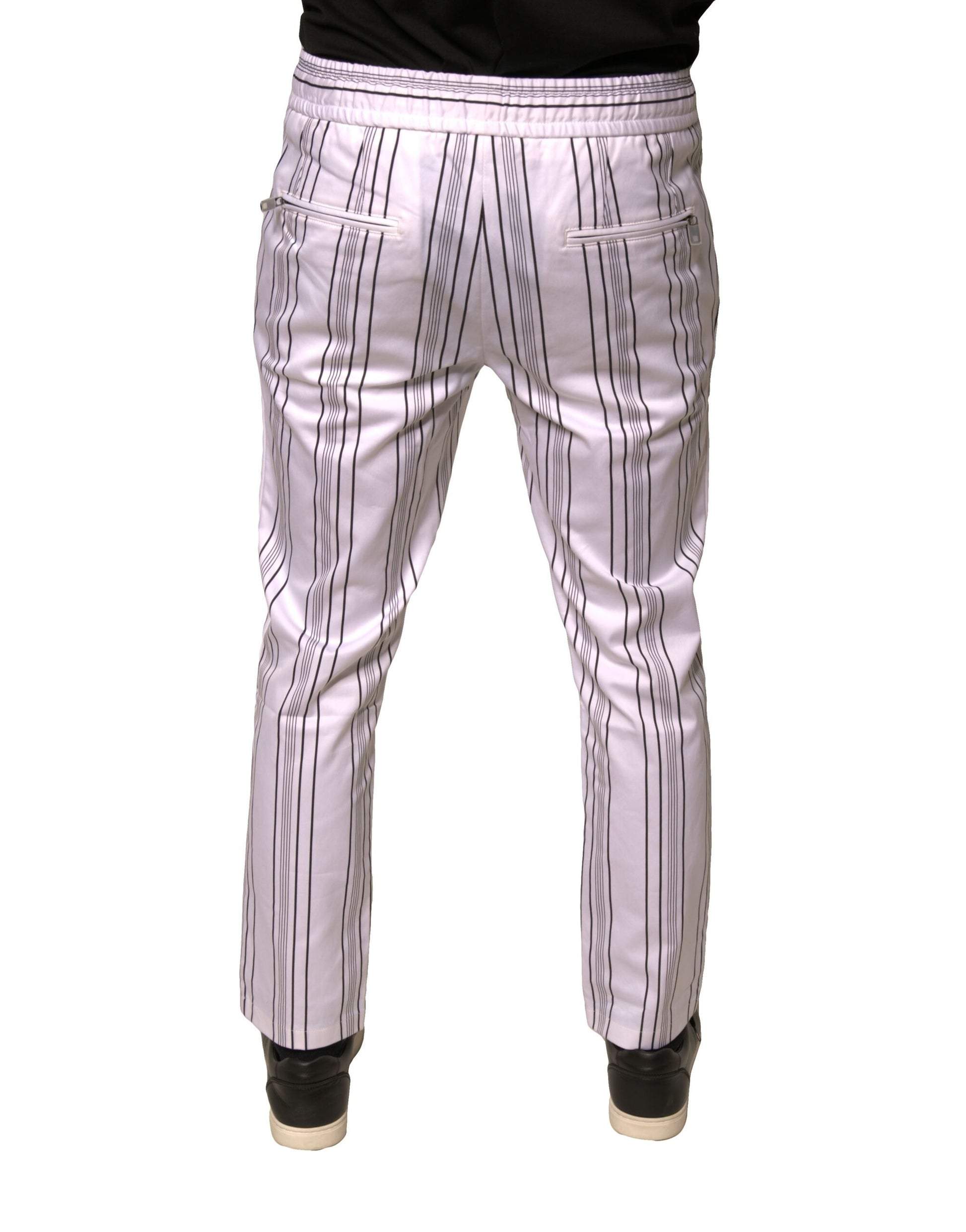 Dolce & Gabbana White Stripe Cotton Dress Skinny Pants Dolce & Gabbana