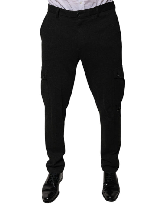 Dolce & Gabbana Black Viscose Cargo Men Casual Pants Dolce & Gabbana