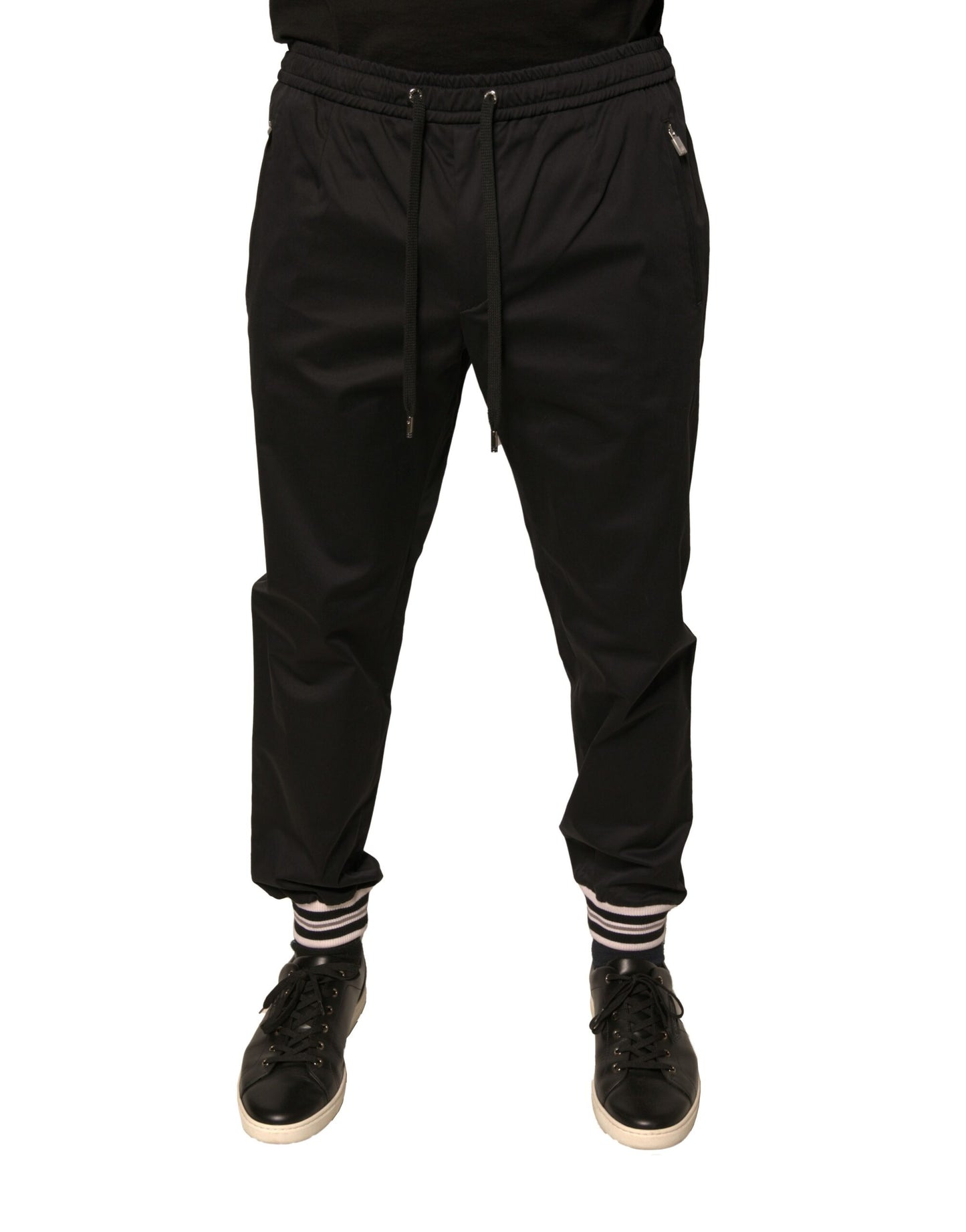Dolce & Gabbana Black Cotton Stretch Jogger Sweatpants Pants Dolce & Gabbana
