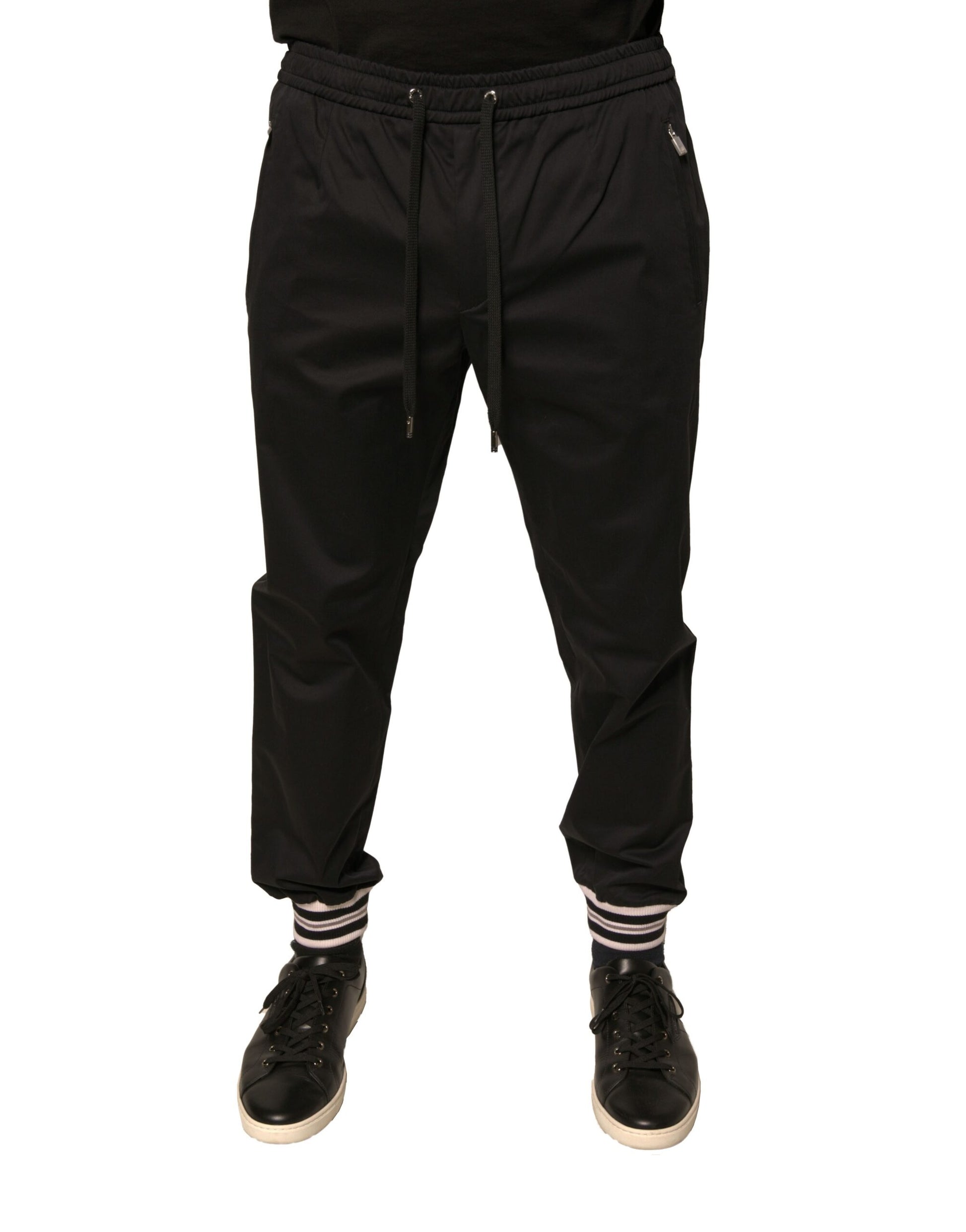Dolce & Gabbana Black Cotton Stretch Jogger Sweatpants Pants Dolce & Gabbana