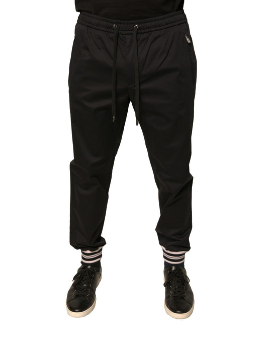 Dolce & Gabbana Black Cotton Stretch Jogger Sweatpants Pants Dolce & Gabbana