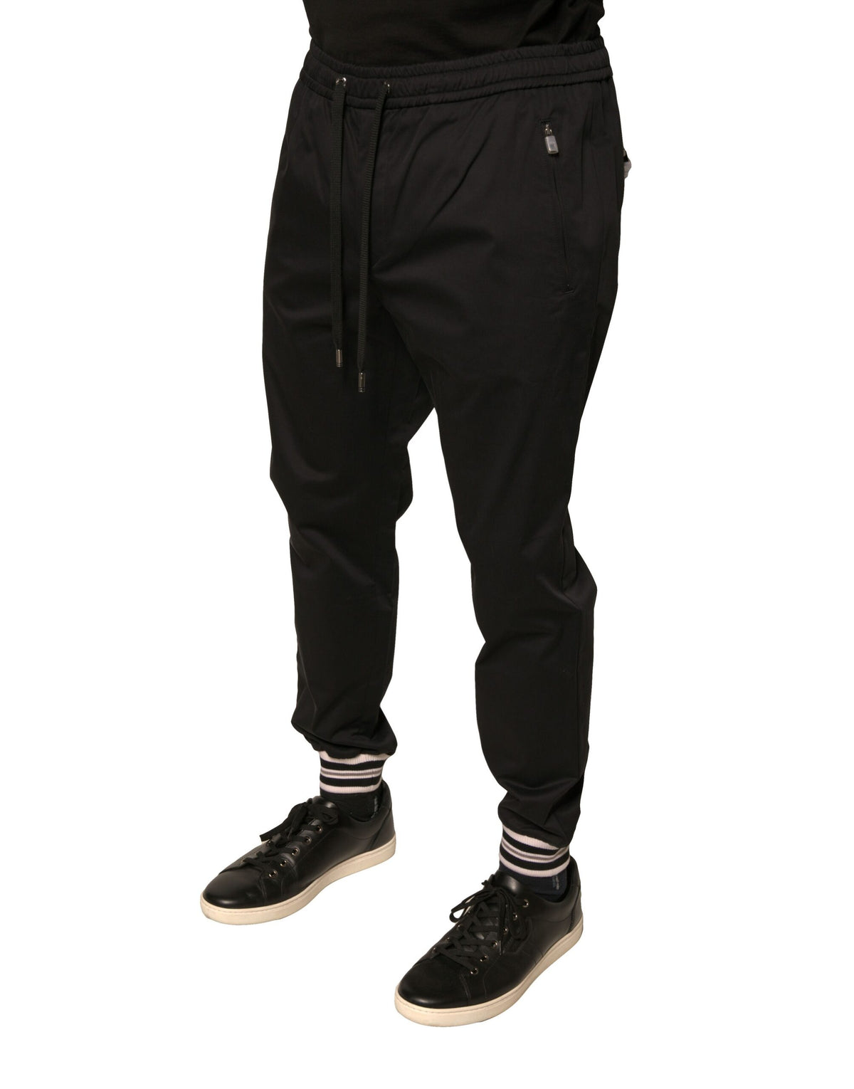 Dolce & Gabbana Black Cotton Stretch Jogger Sweatpants Pants - Eljoys Fashion 