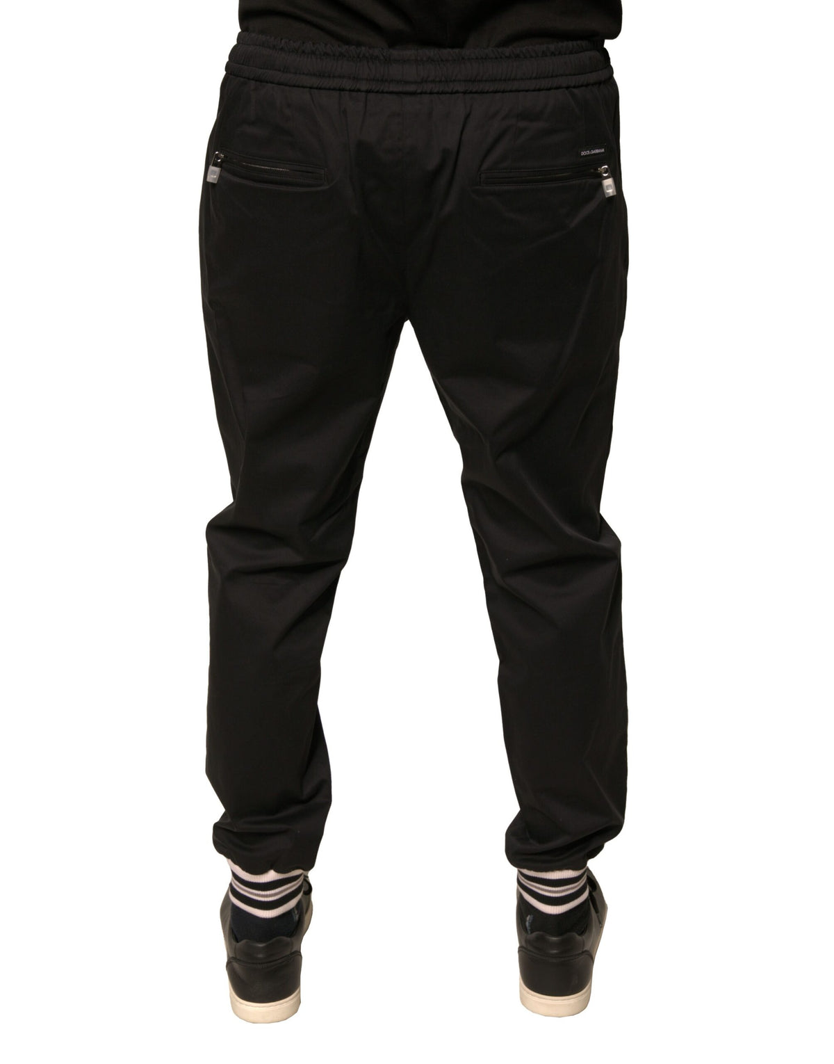 Dolce & Gabbana Black Cotton Stretch Jogger Sweatpants Pants - Eljoys Fashion 