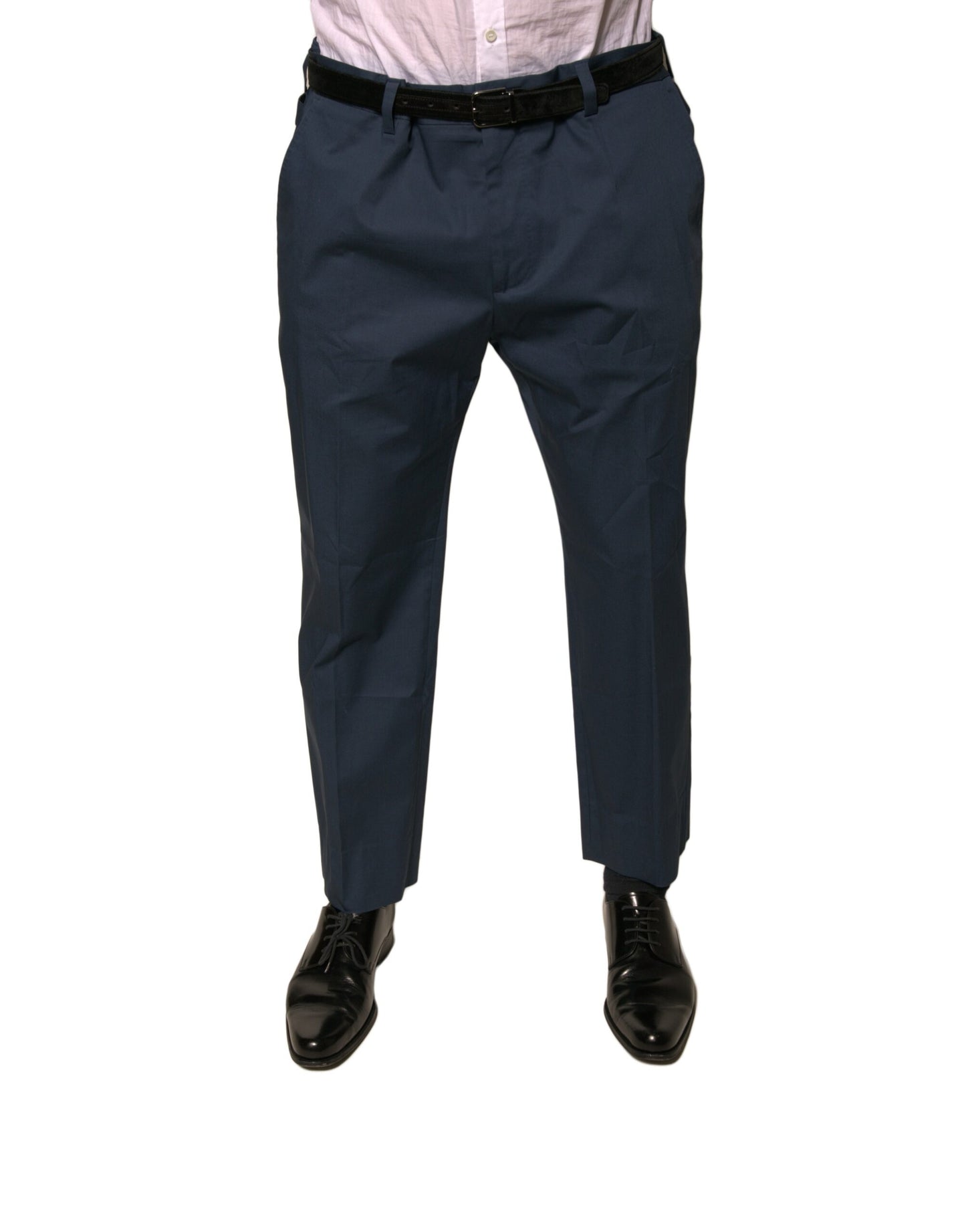 Dolce & Gabbana Blue Cotton Men Skinny Dress Pants Dolce & Gabbana
