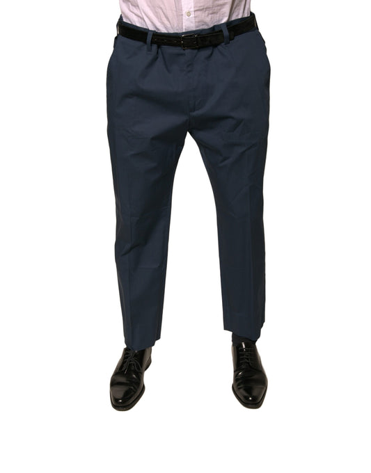 Dolce & Gabbana Blue Cotton Men Skinny Dress Pants Dolce & Gabbana