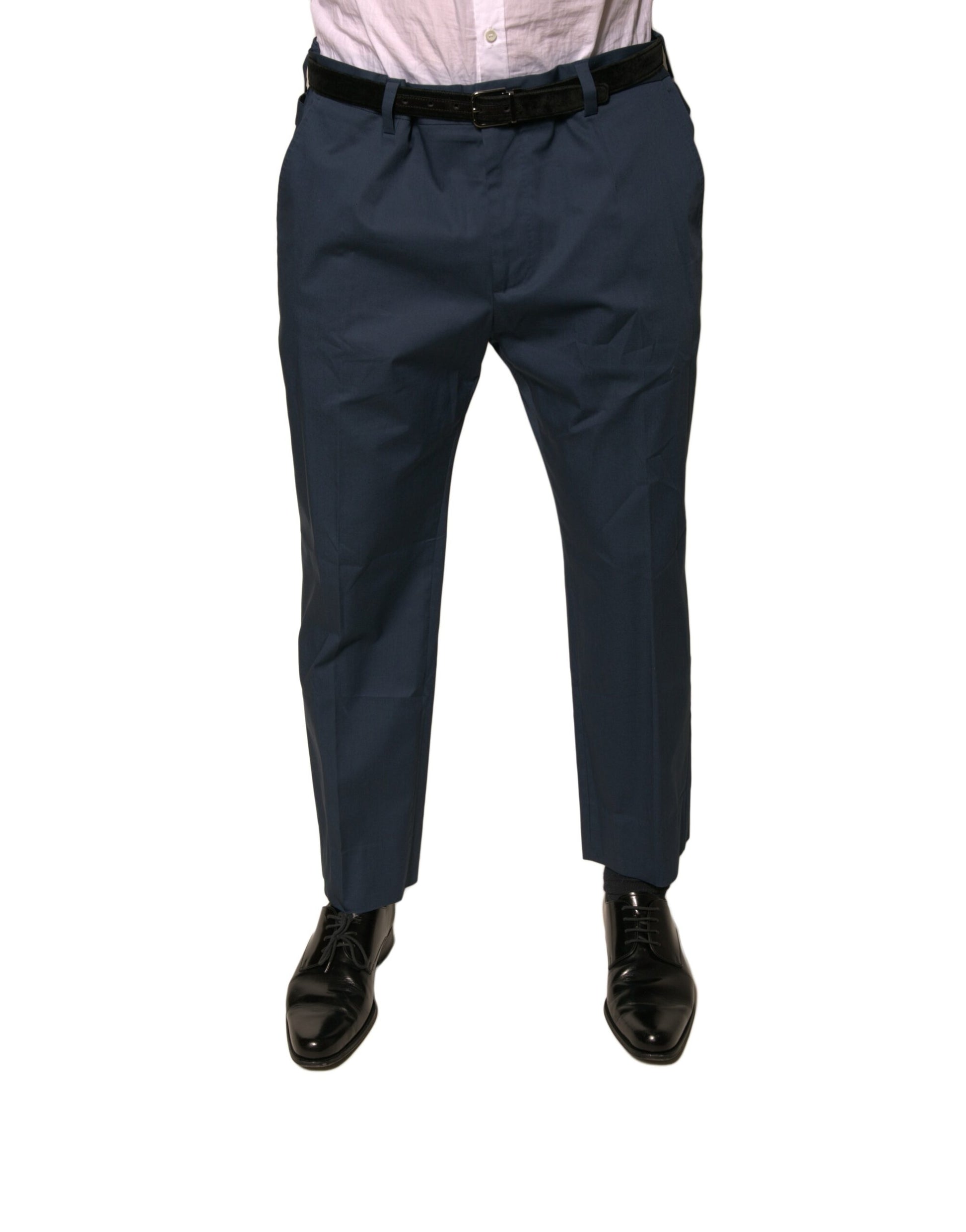 Dolce & Gabbana Blue Cotton Men Skinny Dress Pants Dolce & Gabbana