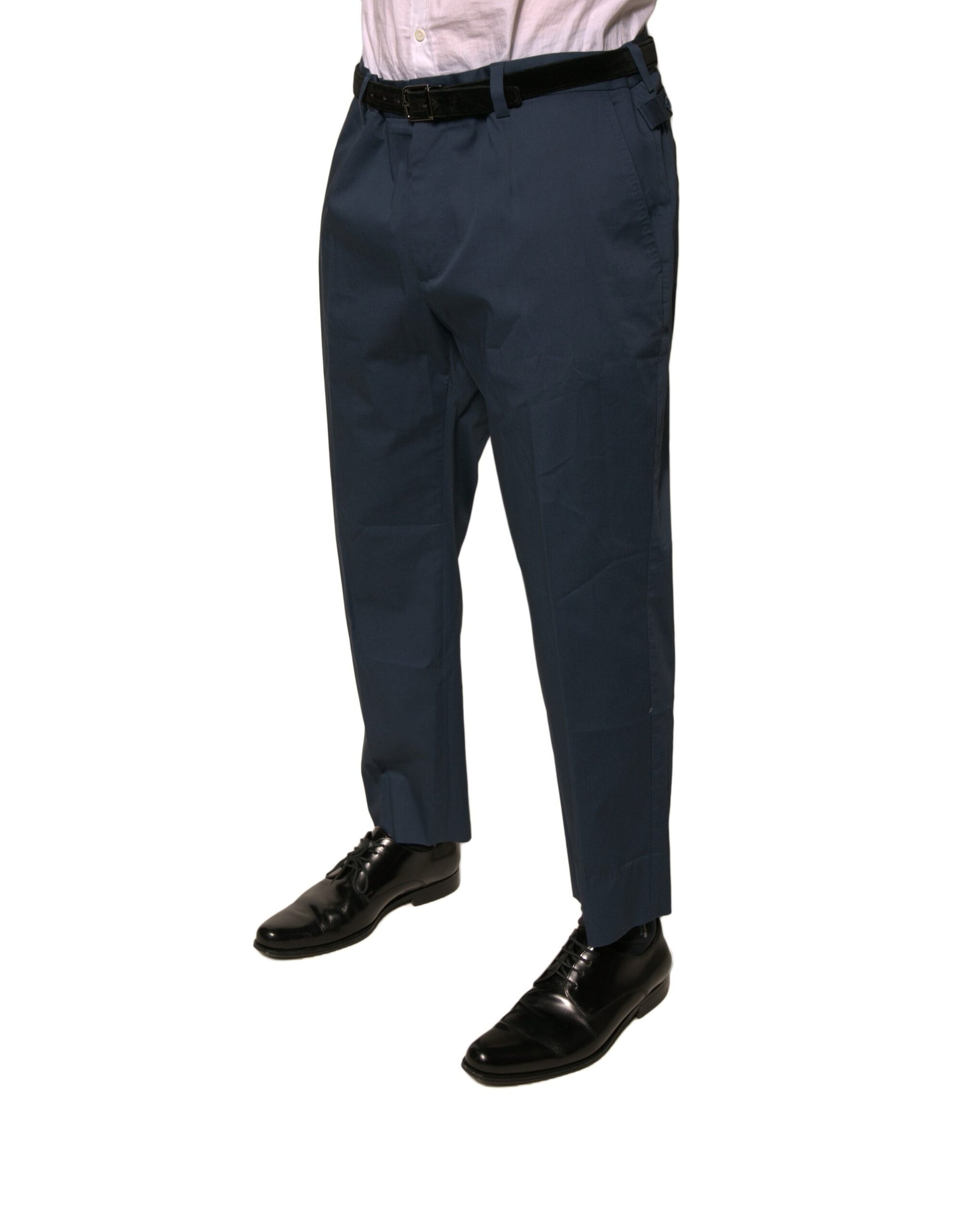 Dolce & Gabbana Blue Cotton Men Skinny Dress Pants Dolce & Gabbana