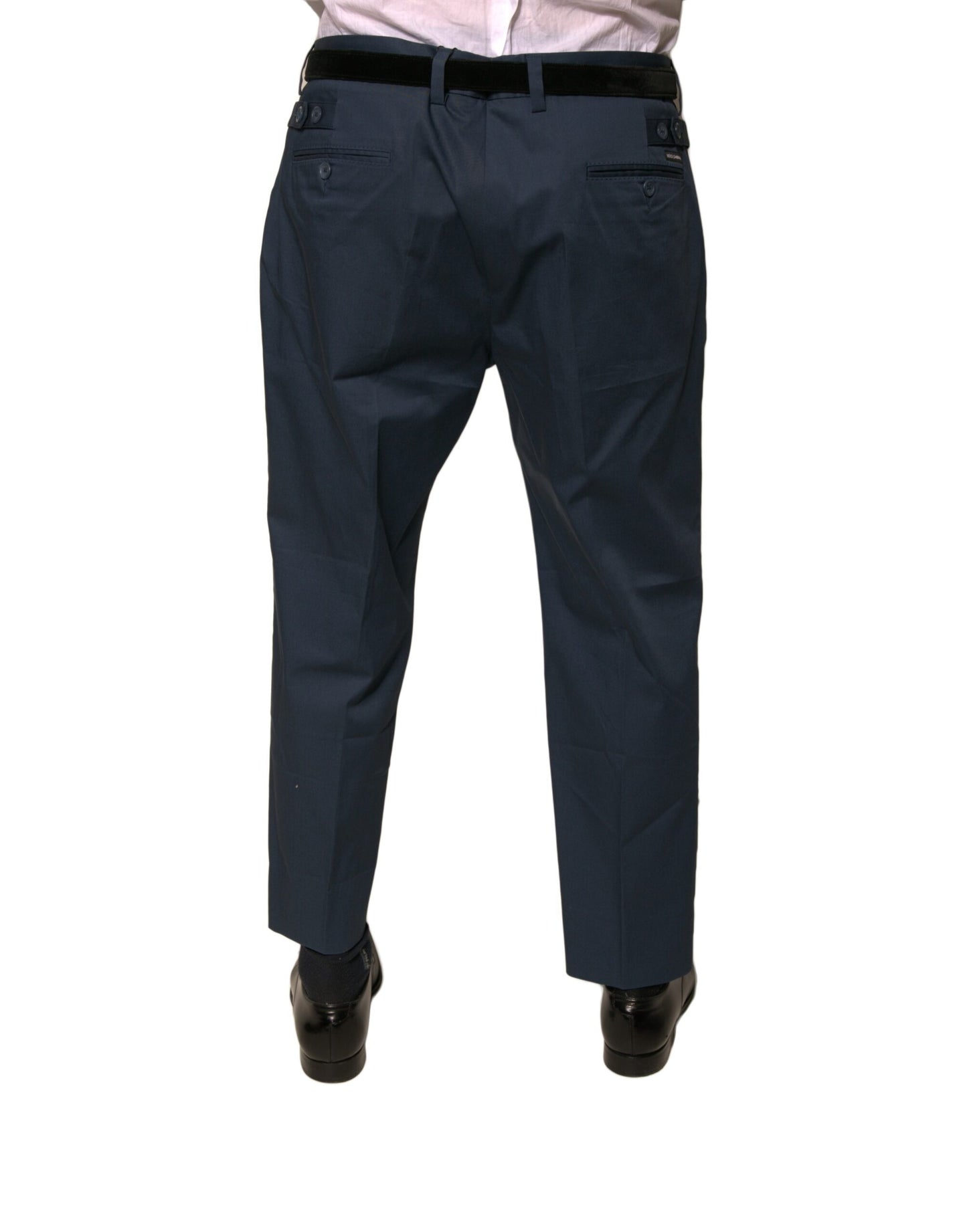 Dolce & Gabbana Blue Cotton Men Skinny Dress Pants Dolce & Gabbana