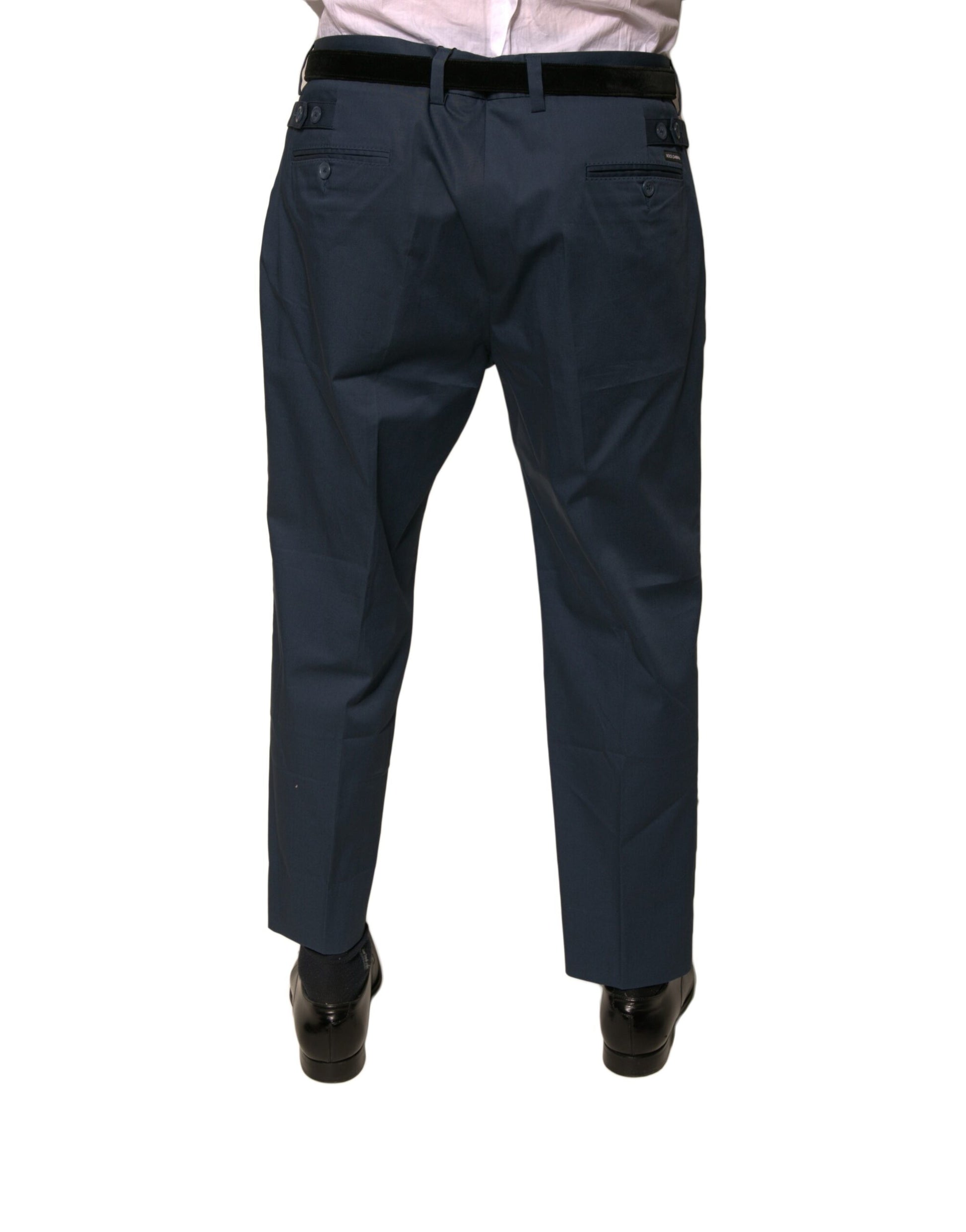 Dolce & Gabbana Blue Cotton Men Skinny Dress Pants Dolce & Gabbana