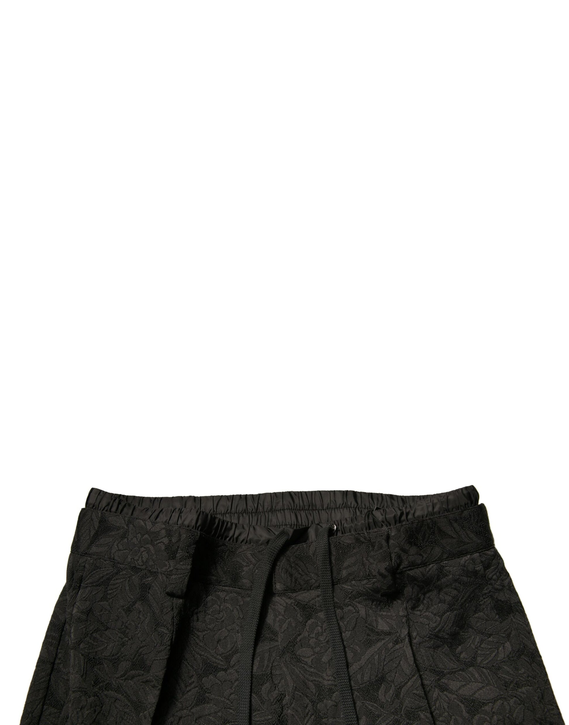 Dolce & Gabbana Black Brocade Polyester Skinny Men Dress Pants Dolce & Gabbana