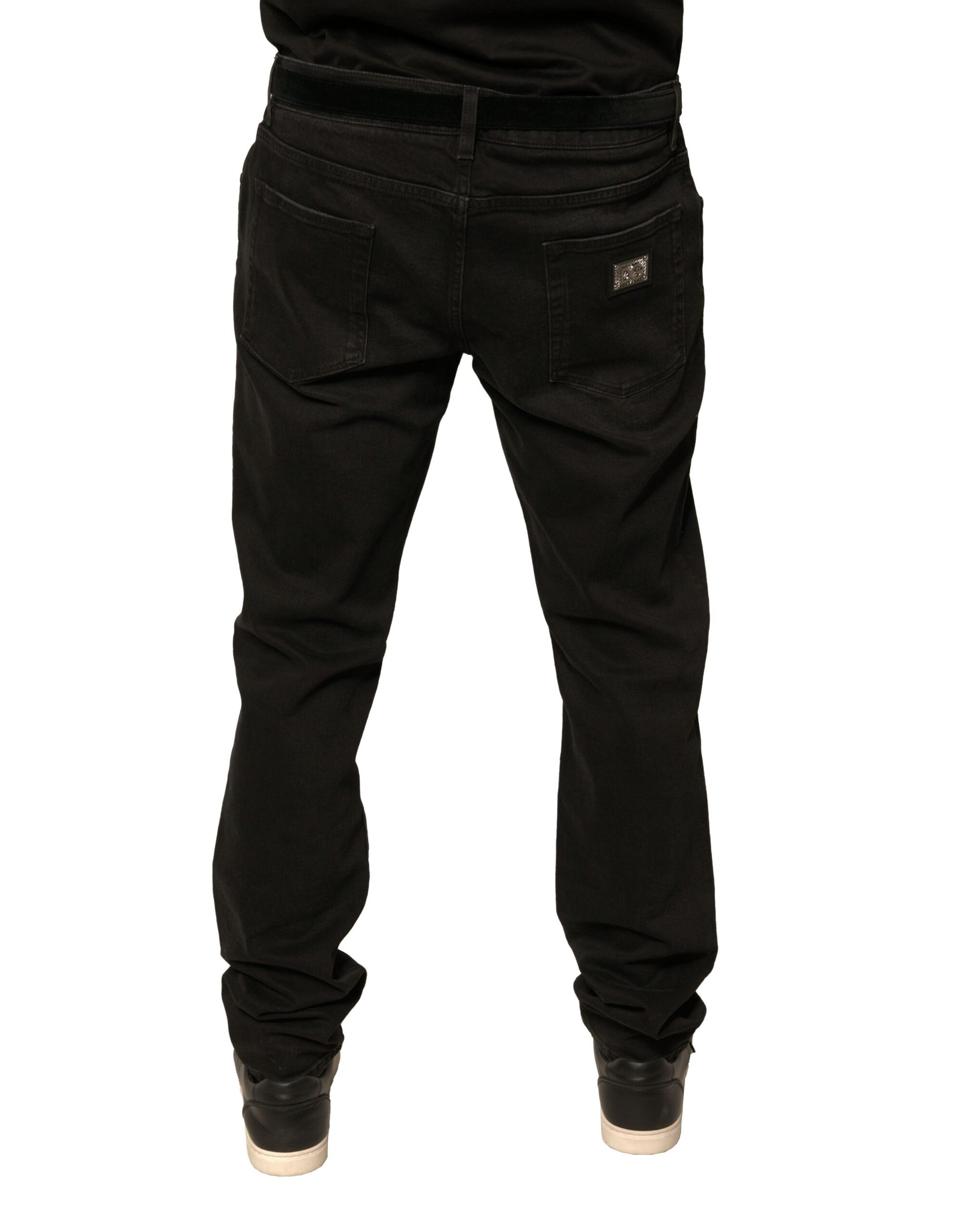 Dolce & Gabbana Black Ripped Logo Cotton Skinny Denim Jeans Dolce & Gabbana