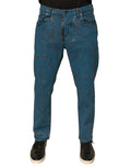 Dolce & Gabbana Blue Logo Cotton Stretch Skinny Denim Jeans - Eljoys Fashion 