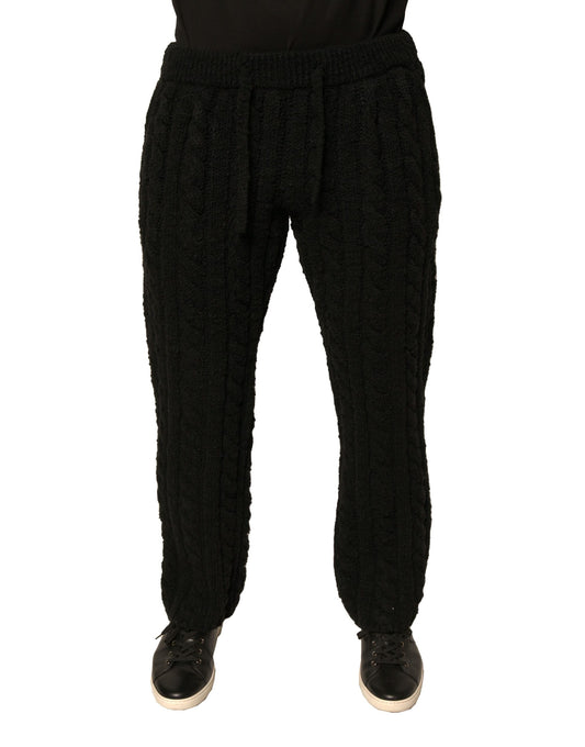 Dolce & Gabbana Black Wool Knitted Skinny Pants Dolce & Gabbana