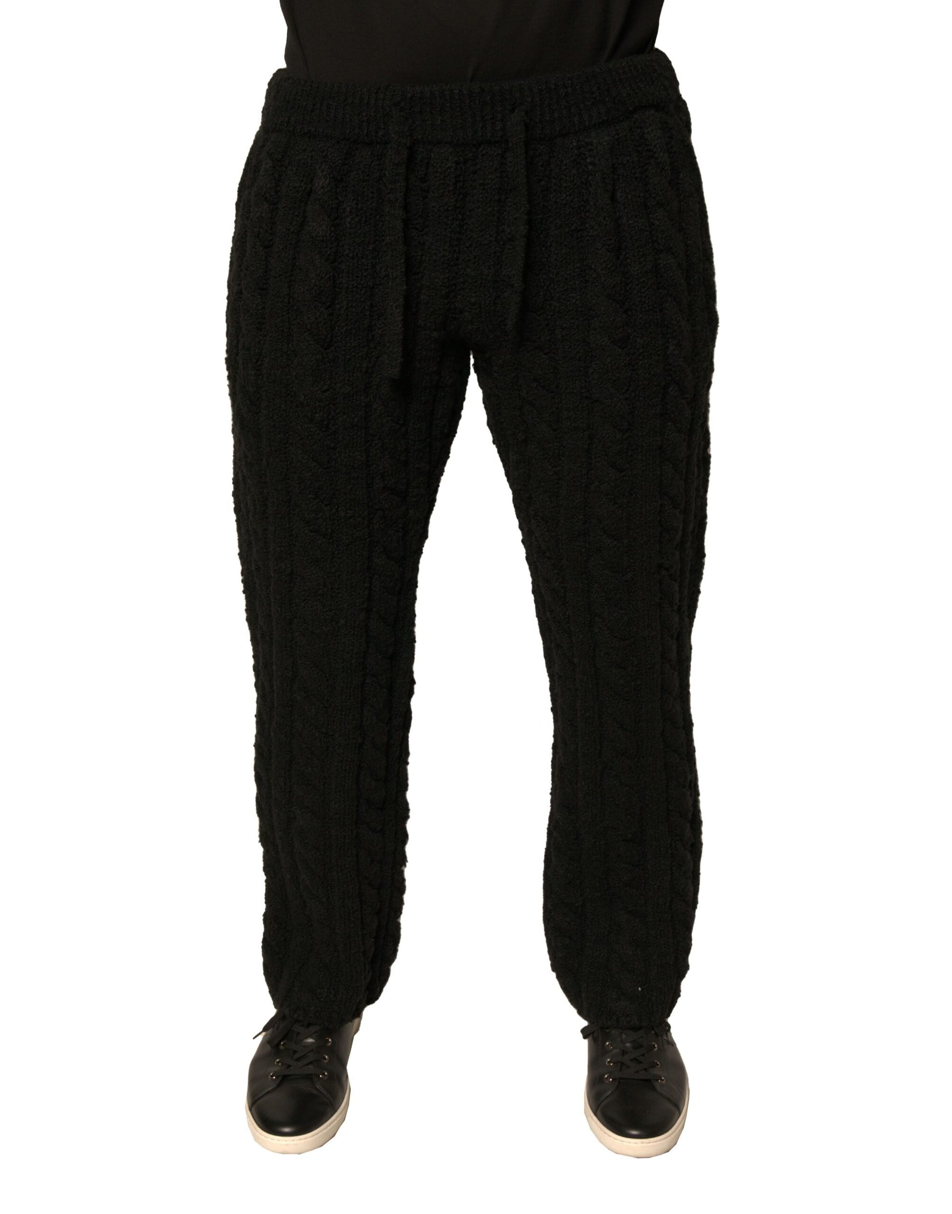 Dolce & Gabbana Black Wool Knitted Skinny Pants Dolce & Gabbana