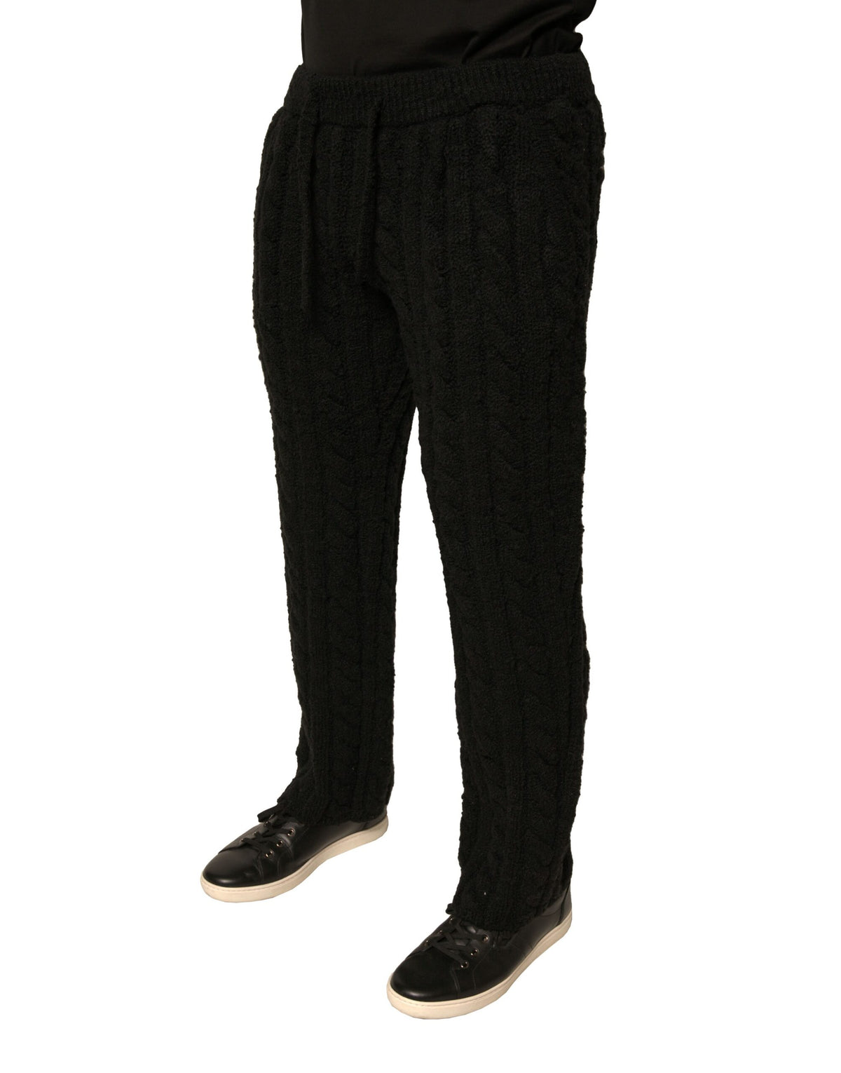 Dolce & Gabbana Black Wool Knitted Skinny Pants - Eljoys Fashion 