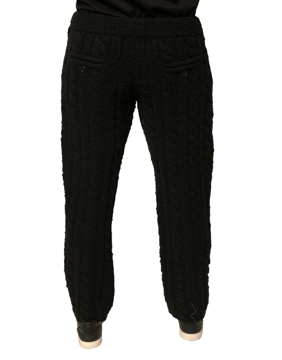 Dolce & Gabbana Black Wool Knitted Skinny Pants - Eljoys Fashion 