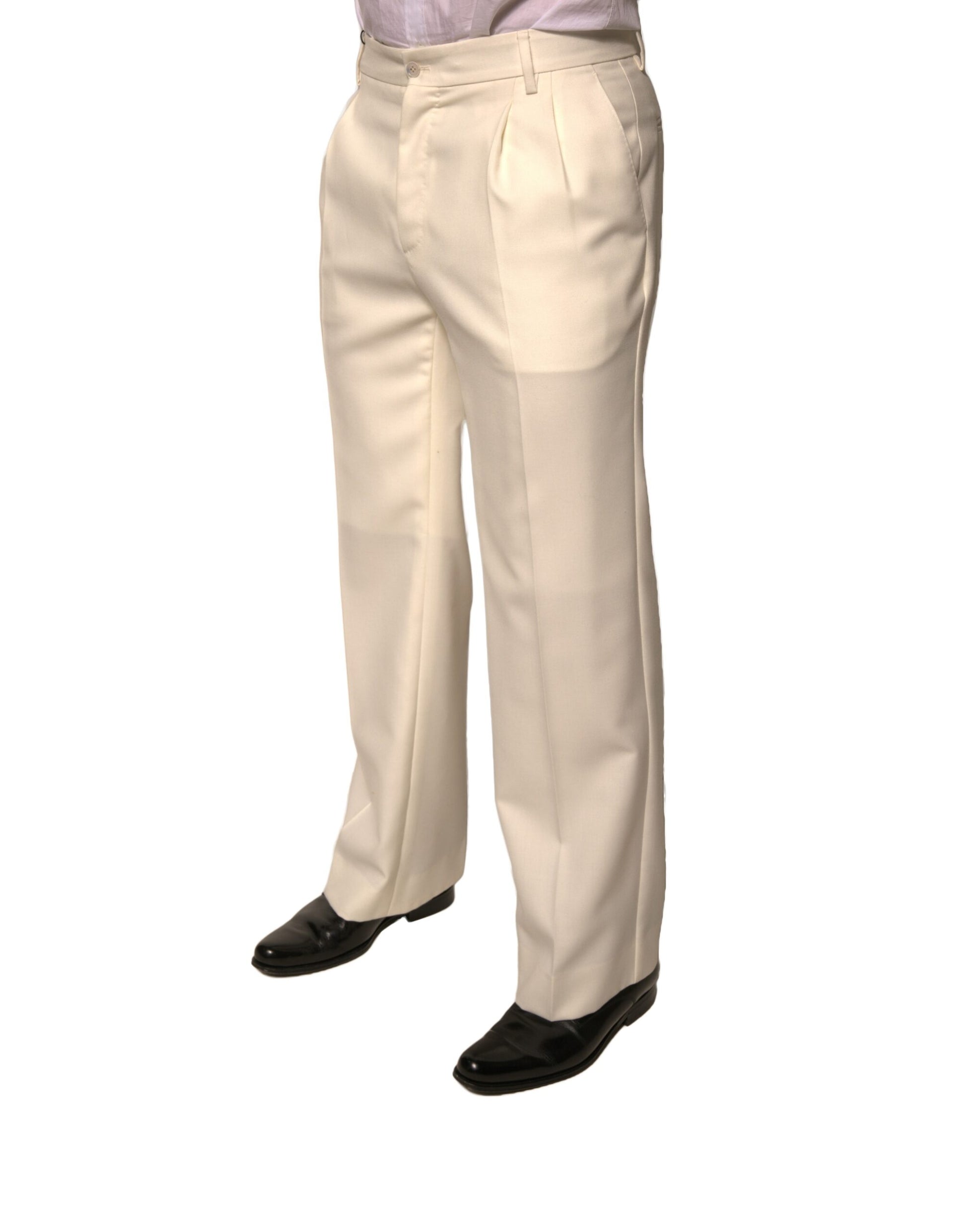 Dolce & Gabbana Off White Straight Dress Pants Dolce & Gabbana