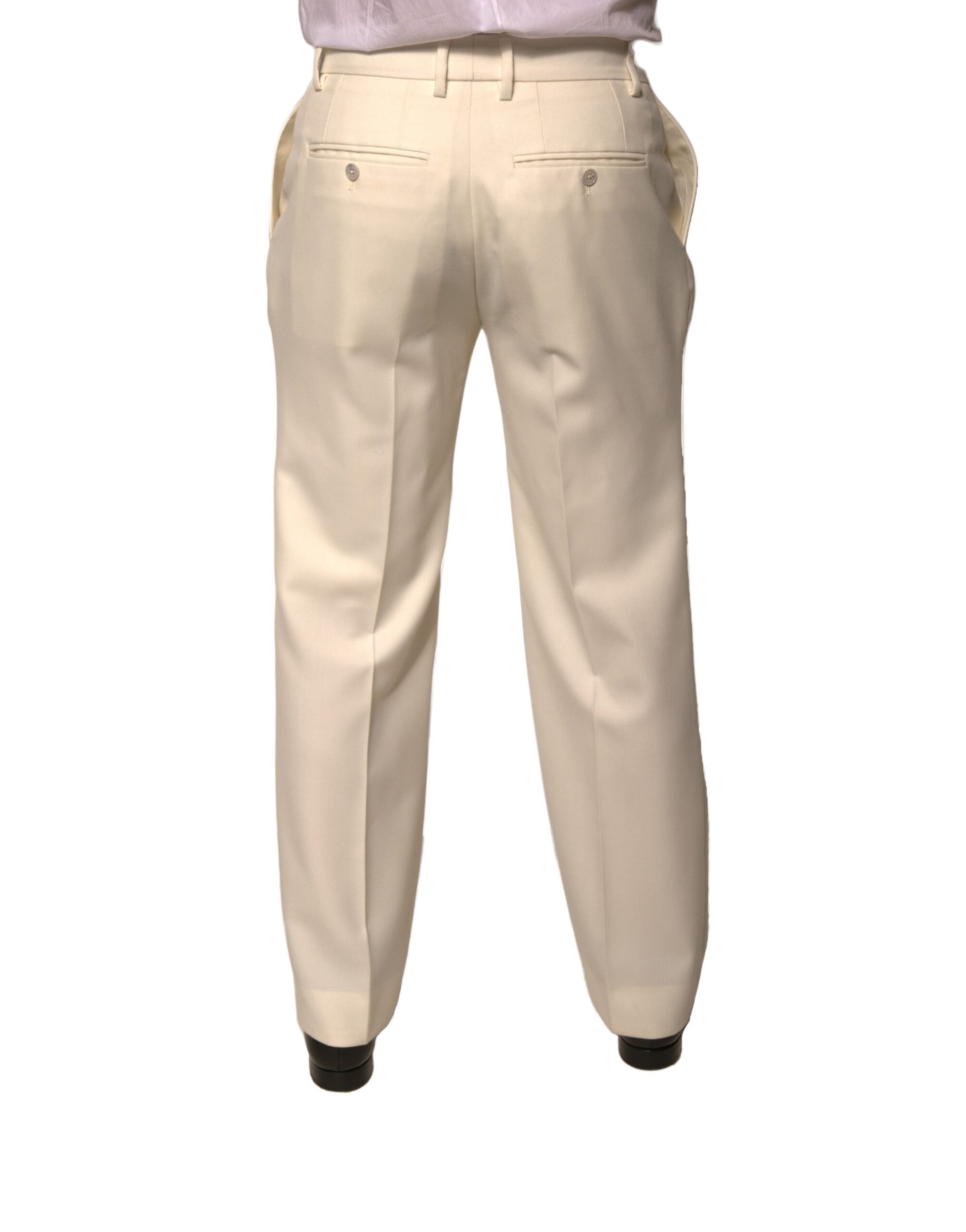 Dolce & Gabbana Off White Straight Dress Pants Dolce & Gabbana