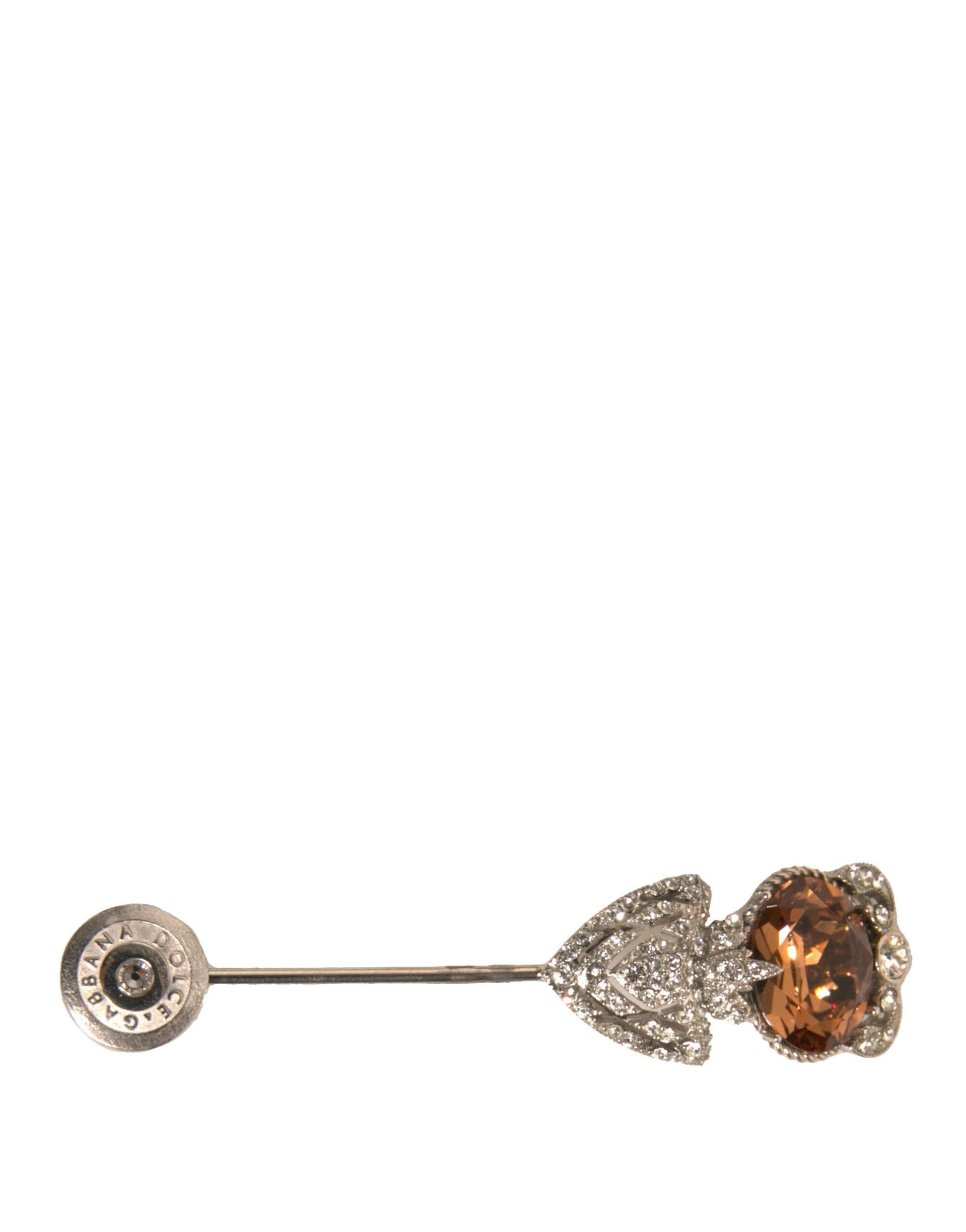 Dolce & Gabbana Silver 925 Sterling Silver Crystals Pin Collar Brooch Dolce & Gabbana