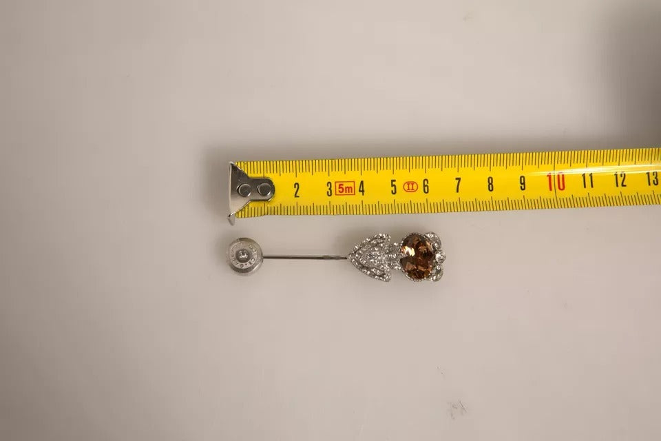 Dolce & Gabbana Silver 925 Sterling Silver Crystals Pin Collar Brooch Dolce & Gabbana