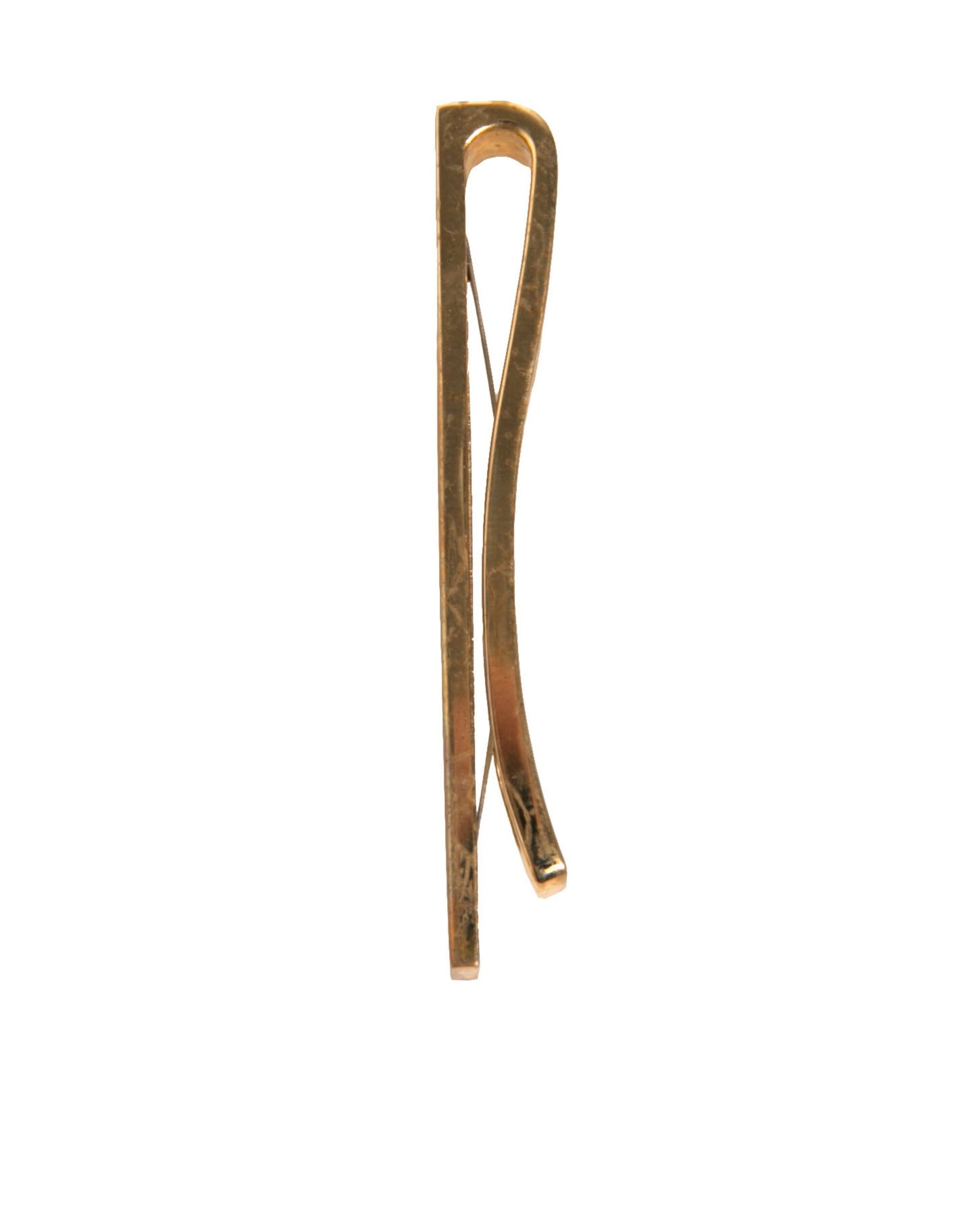 Dolce & Gabbana Gold Tone Brass Logo Branded Tie Clip Bar Dolce & Gabbana