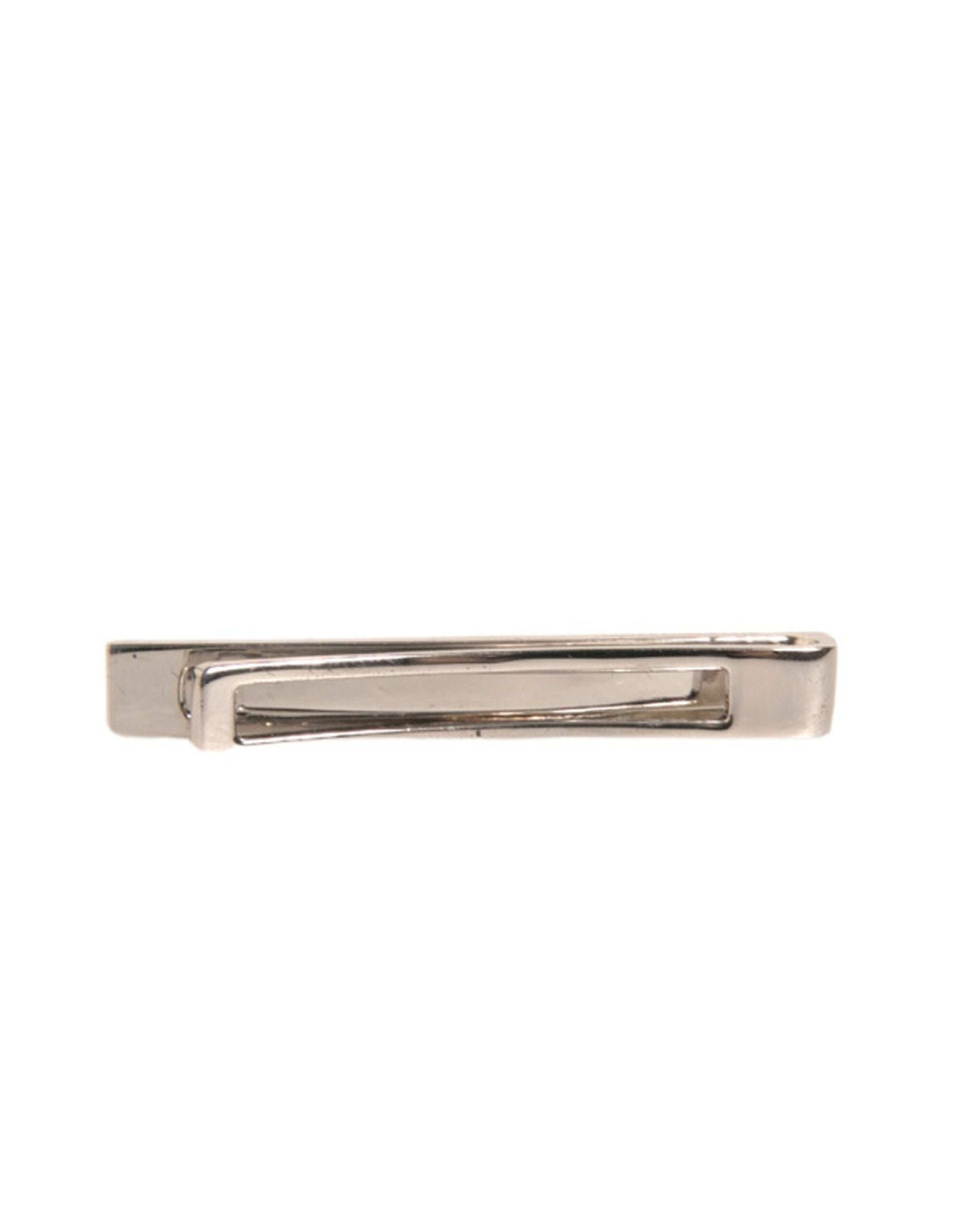 Dolce & Gabbana Silver Tone Brass Logo Branded Tie Clip Bar Dolce & Gabbana