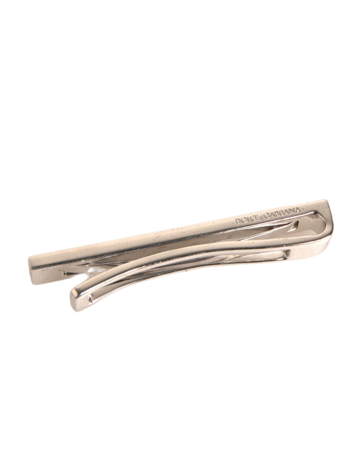 Dolce & Gabbana Silver Tone Brass Logo Branded Tie Clip Bar Dolce & Gabbana
