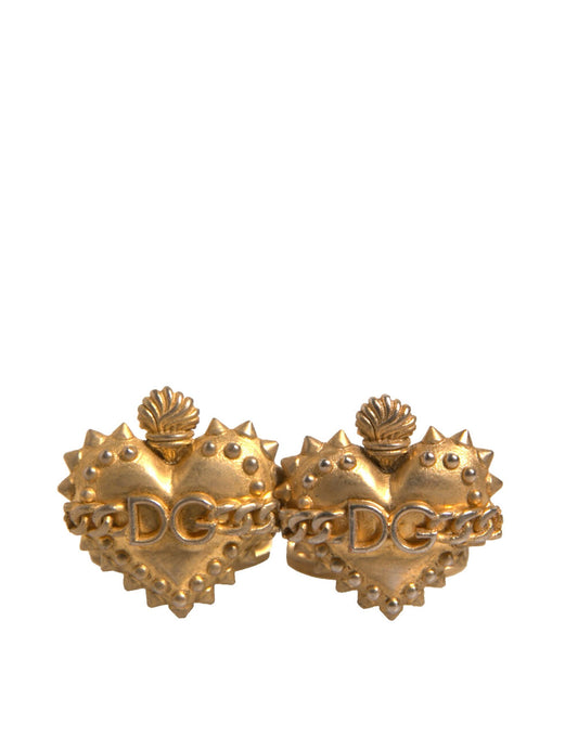 Dolce & Gabbana Gold 925 Sterling Silver DG Heart Cufflink Dolce & Gabbana