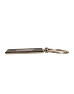 Dolce & Gabbana Black Leather Logo Metal Ring Keychain Keyring - Eljoys Fashion 