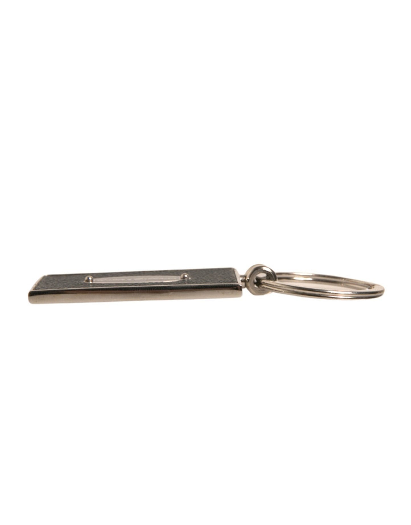 Dolce & Gabbana Black Leather Logo Metal Ring Keychain Keyring Dolce & Gabbana