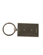 Dolce & Gabbana Black Leather Logo Metal Ring Keychain Keyring - Eljoys Fashion 