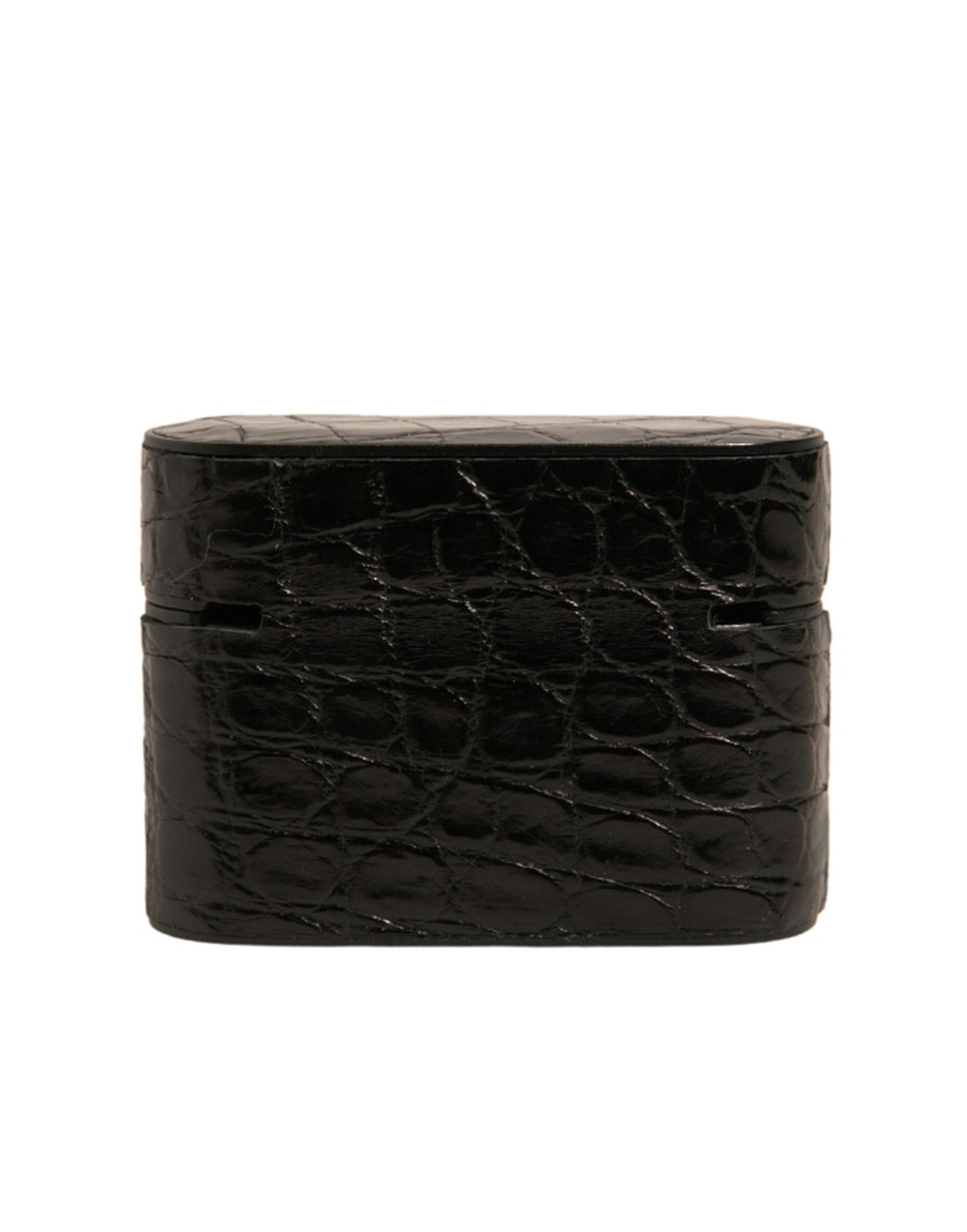 Dolce & Gabbana Black Leather Metal Logo Plaque Holder Airpods Case Dolce & Gabbana