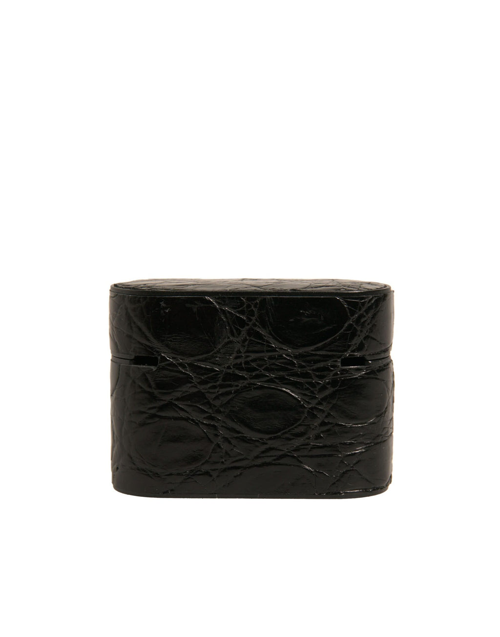Dolce & Gabbana Black Leather Metal Logo Plaque Holder Airpods Case - Eljoys Fashion 