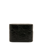 Dolce & Gabbana Black Leather Metal Logo Plaque Holder Airpods Case - Eljoys Fashion 