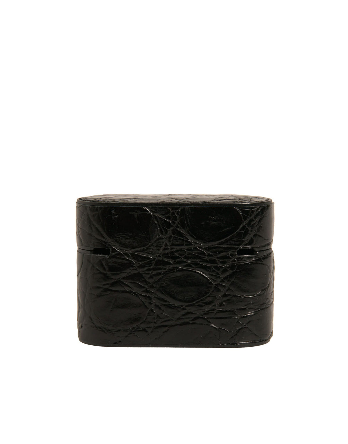 Dolce & Gabbana Black Leather Metal Logo Plaque Holder Airpods Case - Eljoys Fashion 
