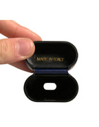 Dolce & Gabbana Blue Leather Logo Print Flip Holder Airpods Case - Eljoys Fashion 