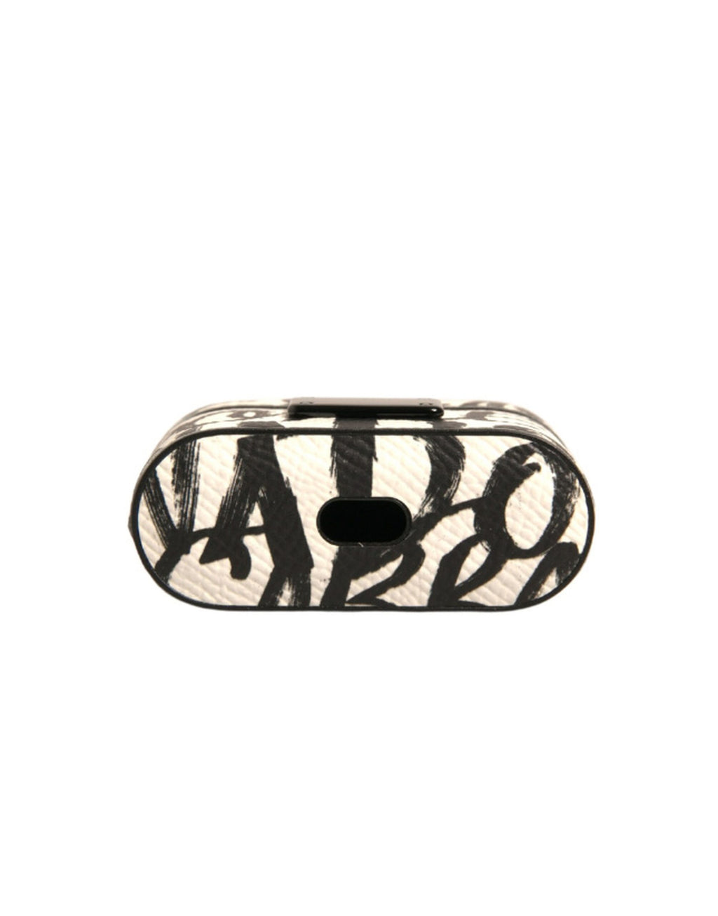 Dolce & Gabbana Black White Leather Scribble Embossed Logo Airpods Case - Eljoys Fashion 