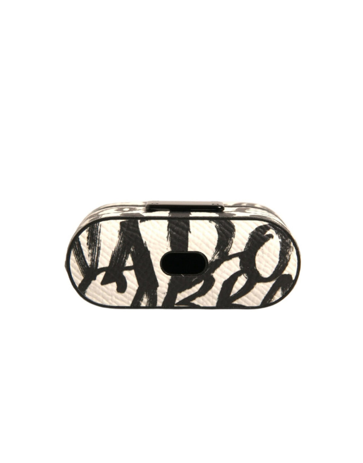 Dolce & Gabbana Black White Leather Scribble Embossed Logo Airpods Case - Eljoys Fashion 