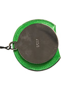 Dolce & Gabbana Green Calfskin Leather Round Logo Hand Mirror Holder - Eljoys Fashion 