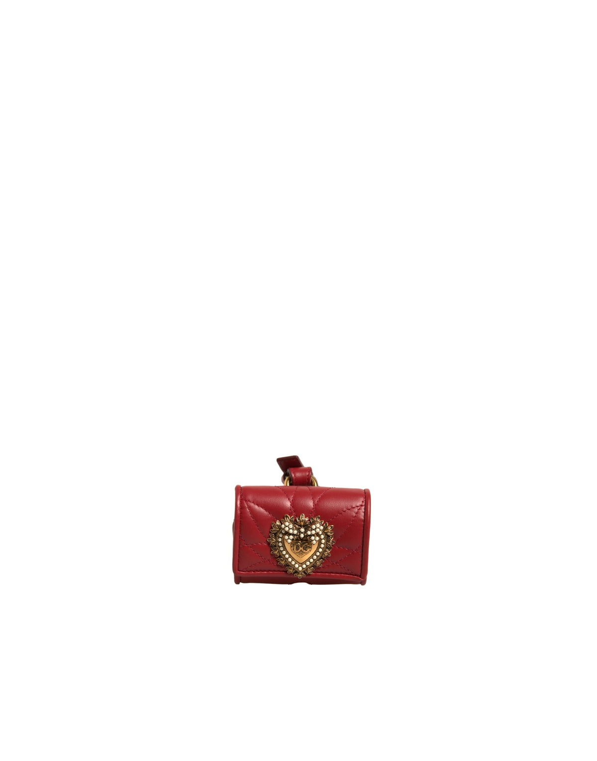 Dolce & Gabbana Black Leather Devotion Heart Strap Airpod Case - Eljoys Fashion 