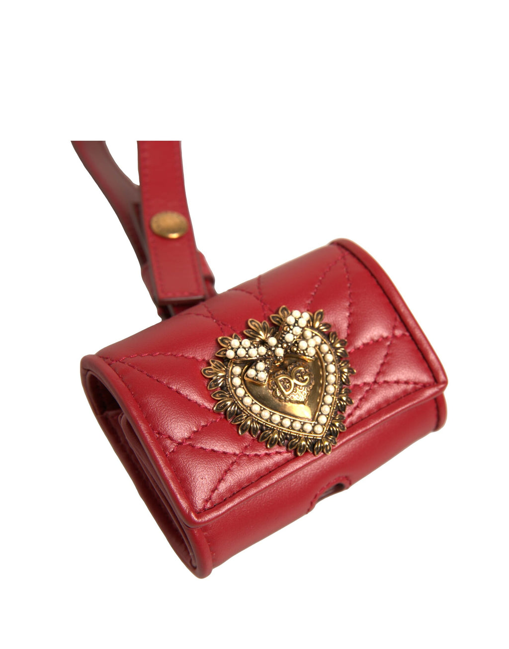 Dolce & Gabbana Black Leather Devotion Heart Strap Airpod Case - Eljoys Fashion 